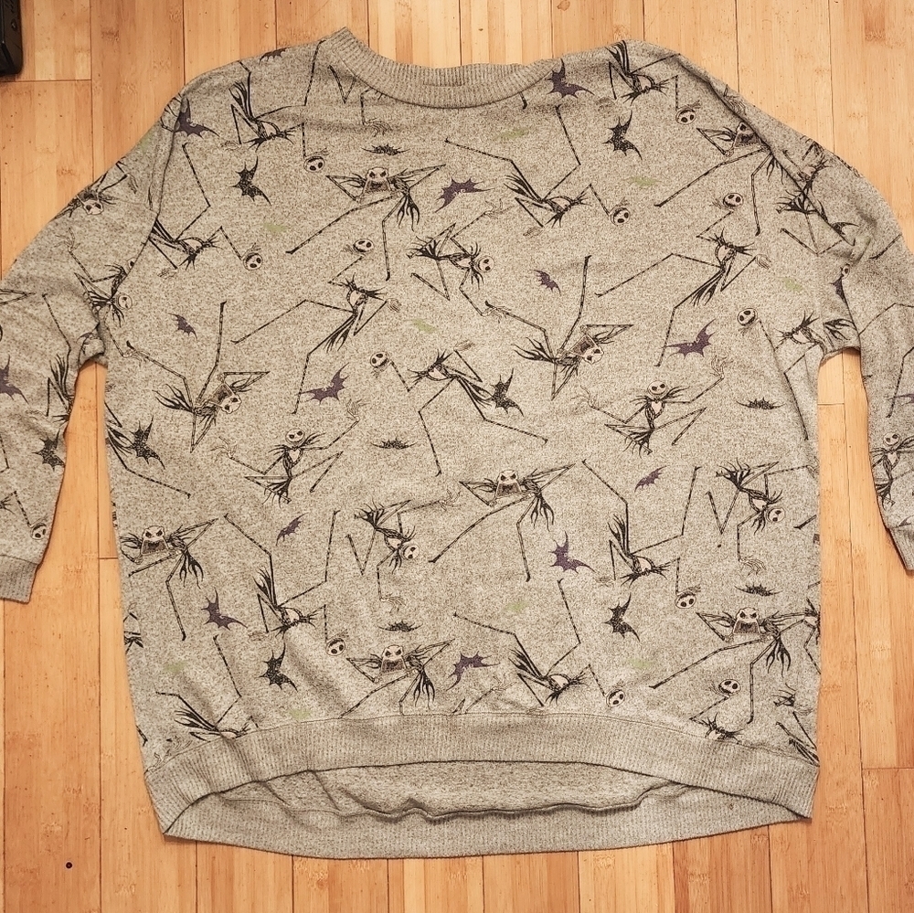 Nightmare Before Christmas Jack Skellington Sweater Women's 3X (22W-24W) Grey